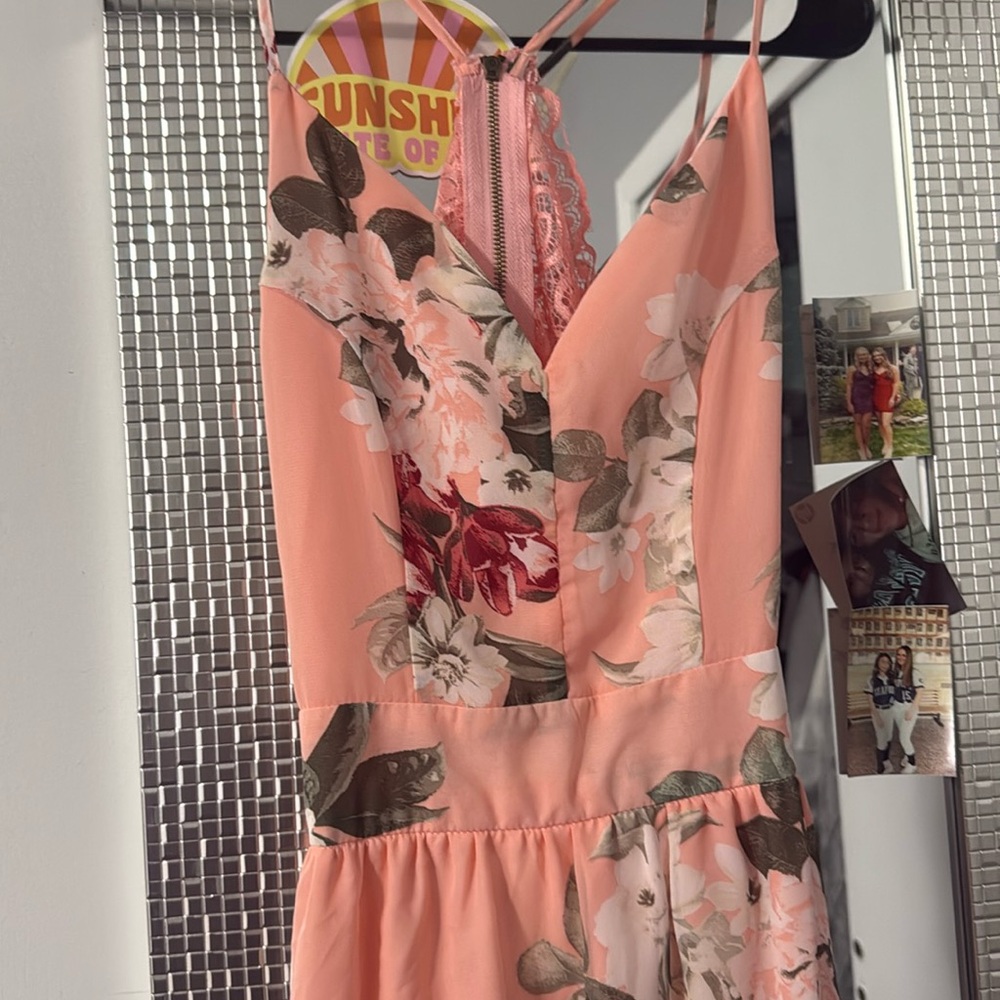 pink floral gown